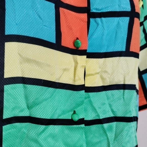 Vintage  80s Martinique color block women's blouse - Picture 2 of 6